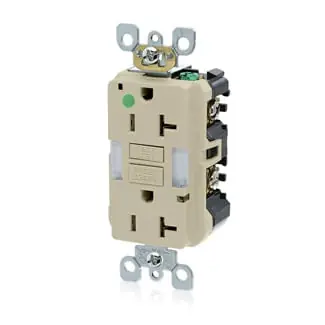 Premium Leviton GFNL2-HGI Hospital Grade Heavy-Duty Tamper-Resistant Power Indication Self-Test GFCI Duplex Receptacle 20-Amp 125-Volt NEMA 5-20R Ivory Sma