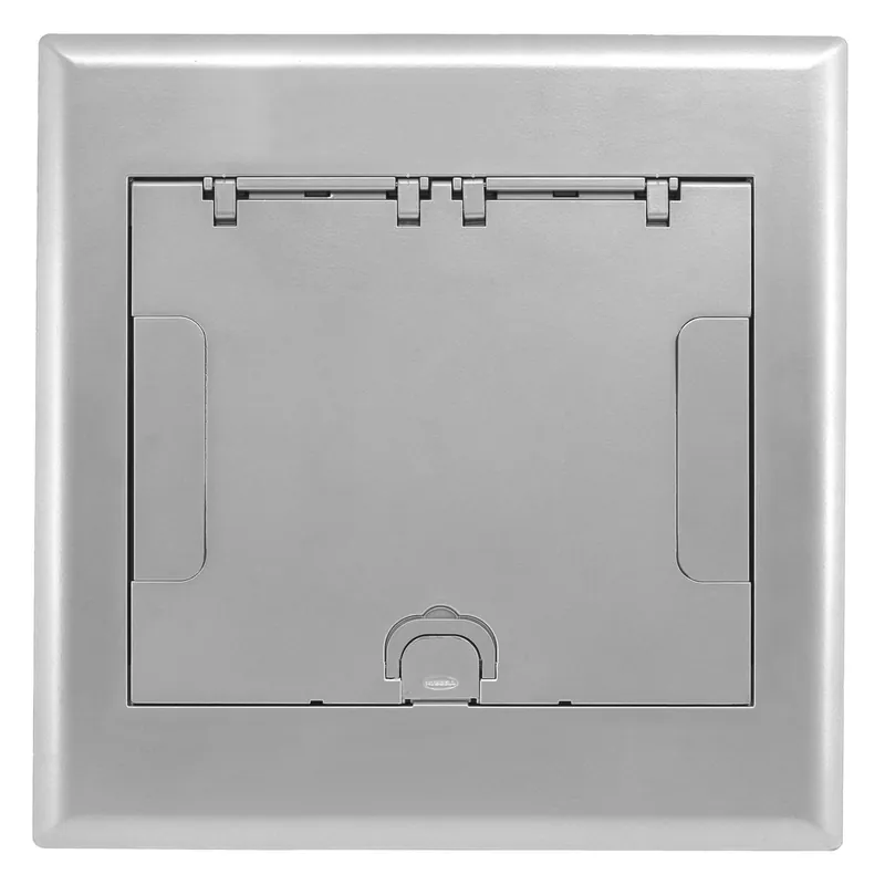 Hubbell-Wiring 4GAFBCVRALU Die Cast Aluminum 4-Gang Recessed Floor Box Cover 13.08-Inch x 13.21-Inch SystemOne Weekend Sale