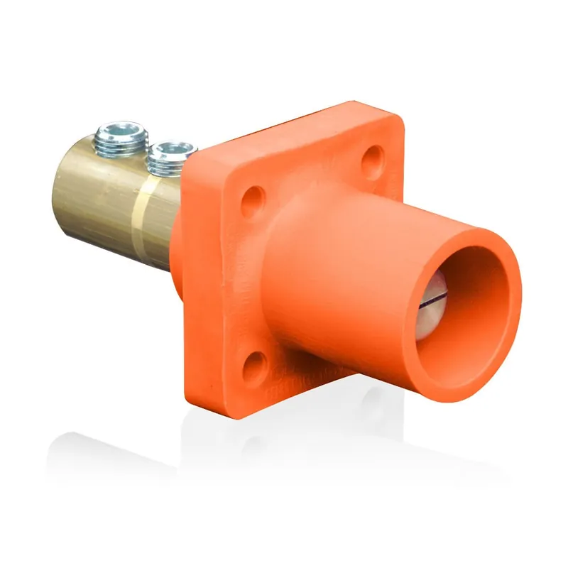 Leviton 16R21-UO 1-Pole 16 Series Cam-Type Taper Nose Male Panel Receptacle 600-Volt 400-Amp Orange Rhino-Hide Markdown