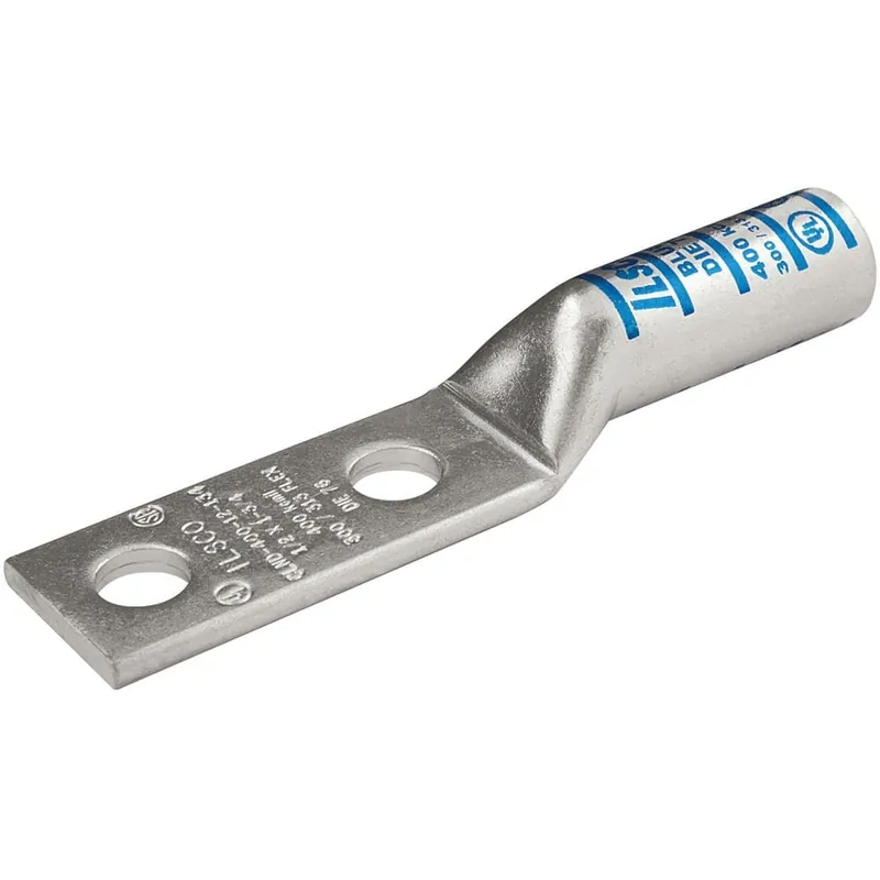 Wholesale Ilsco CLND-6-38-1 Electro Tin Plated Copper 2-Hole Type CLND Compression Lug 6-AWG 3/8-Inch SureCrimp