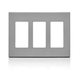 Leviton 80311-GY Polycarbonate Snap-On Mount Standard Size 3-Gang Screwless Wallplate/Faceplate Gray Decora Plus Fresh Stock