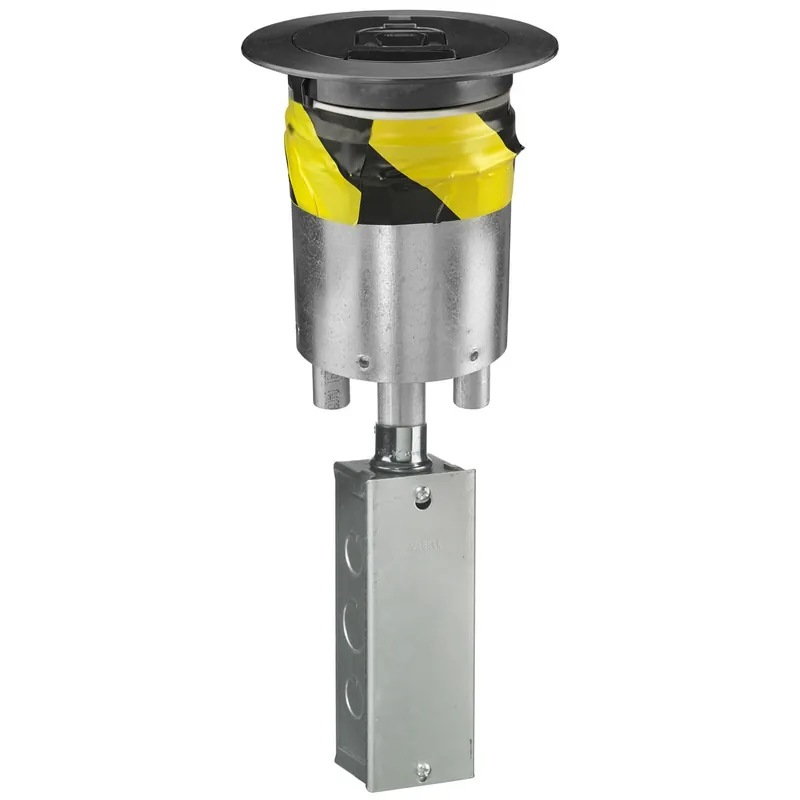 Fan Favorite Hubbell-Wiring S1R4PTBLK Black Powder Coated Die Cast Aluminum Fire Rated Poke Through Fitting With Junction Box SystemOne