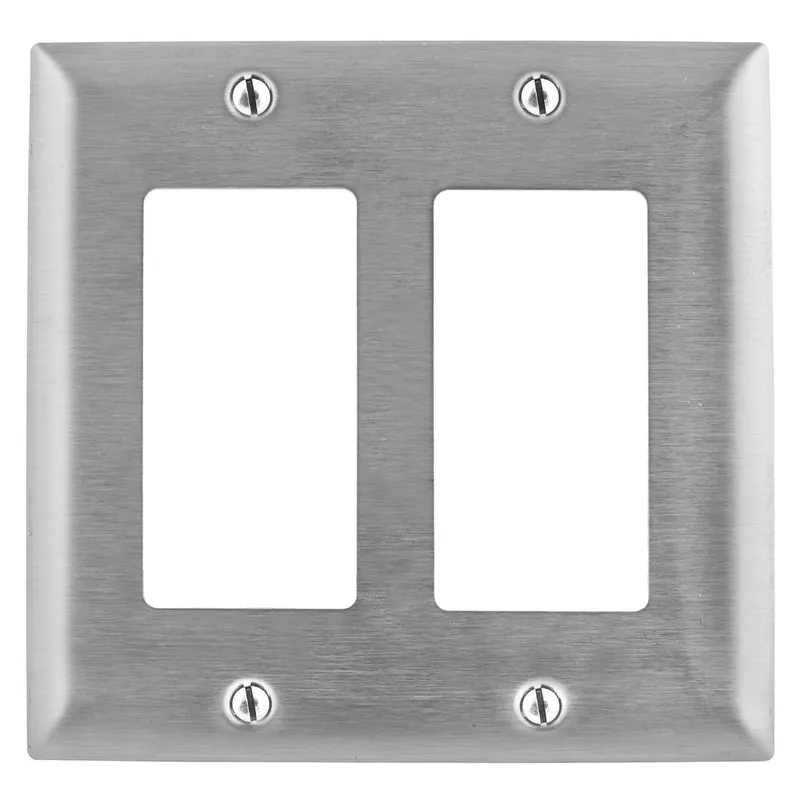 Save Now Hubbell-Wiring SS262L 430 Stainless Steel Screw Mount Standard Size 2-Gang GFCI Decorator Wallplate (2) Decorator/GFCI Style Line