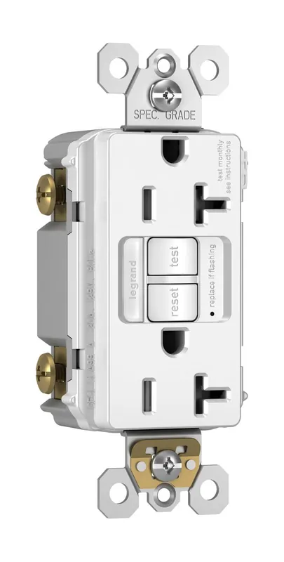Worldwide Shipping Pass & Seymour 2097-NTLTRW 3-Wire 2-Pole Self-Test Tamper-Resistant Combination GFCI Receptacle And Night Light 125-Volt AC 20-Amp NEMA 5-20R White