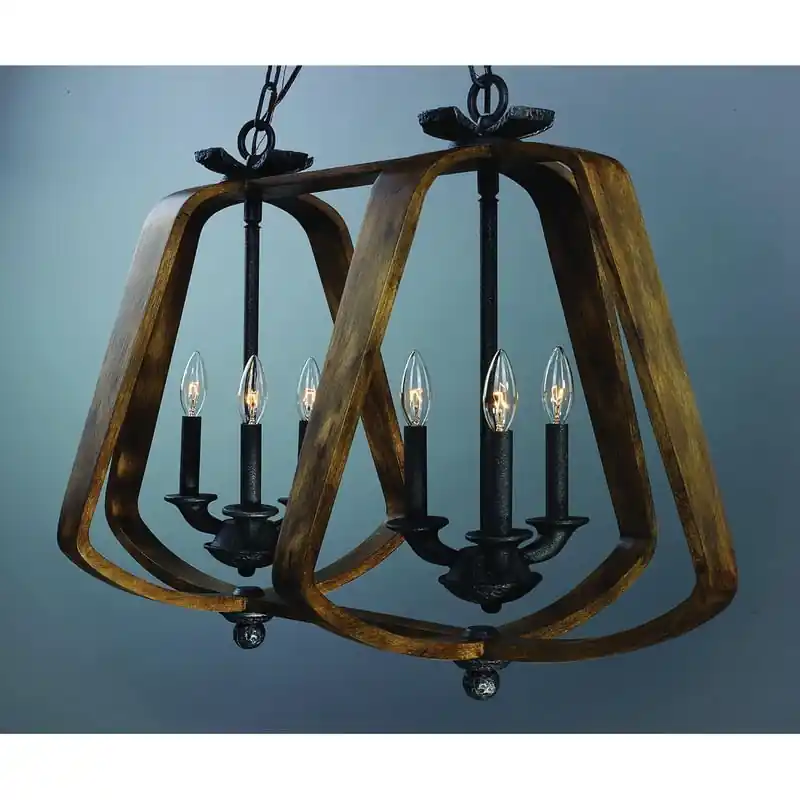 Authentic Maxim Lighting 20927BWIO 6-Light Linear Pendant Chandelier 40-Watt 120-Volt Barn Wood/Iron Ore BWIO Road House