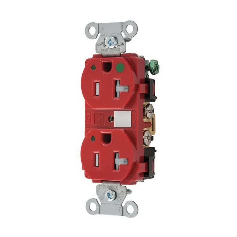 Hubbell-Wiring 8300REDLTRA Hospital Grade Heavy-Duty Tamper-Resistant Straight Blade Receptacle With Power Indicating LED 2-Pole 3-Wire 125-Volt 20 Best Seller