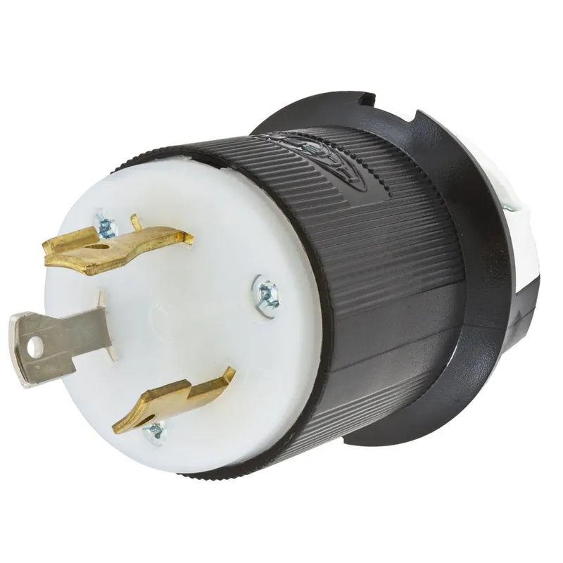 Brand New Hubbell-Wiring HBL2631 3-Wire 2-Pole Polarized Industrial Grade Male Locking Plug 277-Volt AC 30-Amp Black/White Twist-Lock
