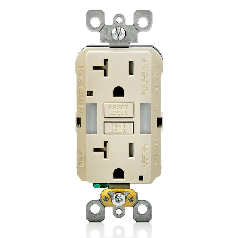 Handmade Leviton GFNL2-T Commercial/Specification/Residential Grade Monochromatic Tamper-Resistant Self-Test Guide Light GFCI Receptacle With LED Indicator
