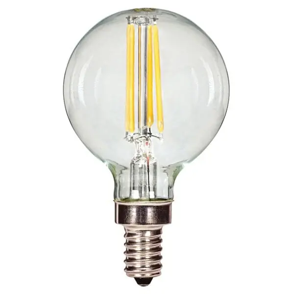 Satco S9871 Dimmable G16 1/2 LED Filament Lamp E12 Candelabra Base 350-Lumens Initial 80 CRI 2700K Warm White 3.5-Watt Best Price