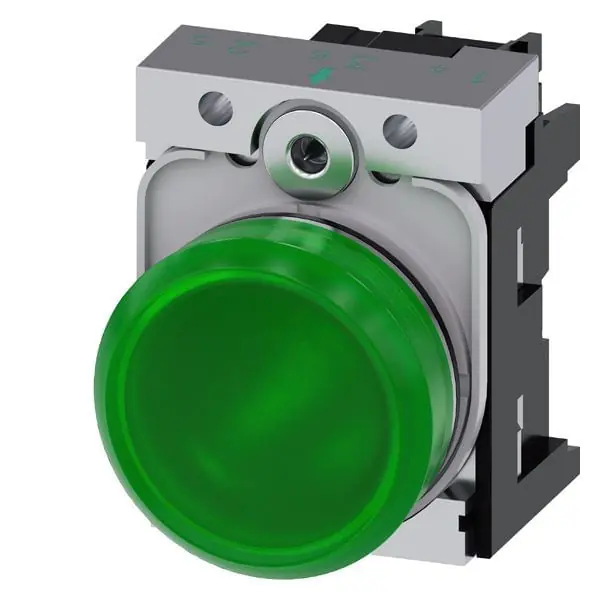 Best Price Siemens 3SU11566AA401AA0 22.3-mm Smooth Round LED Indicator Light 230-Volt AC at 50/60-Hz Green Sirius ACT