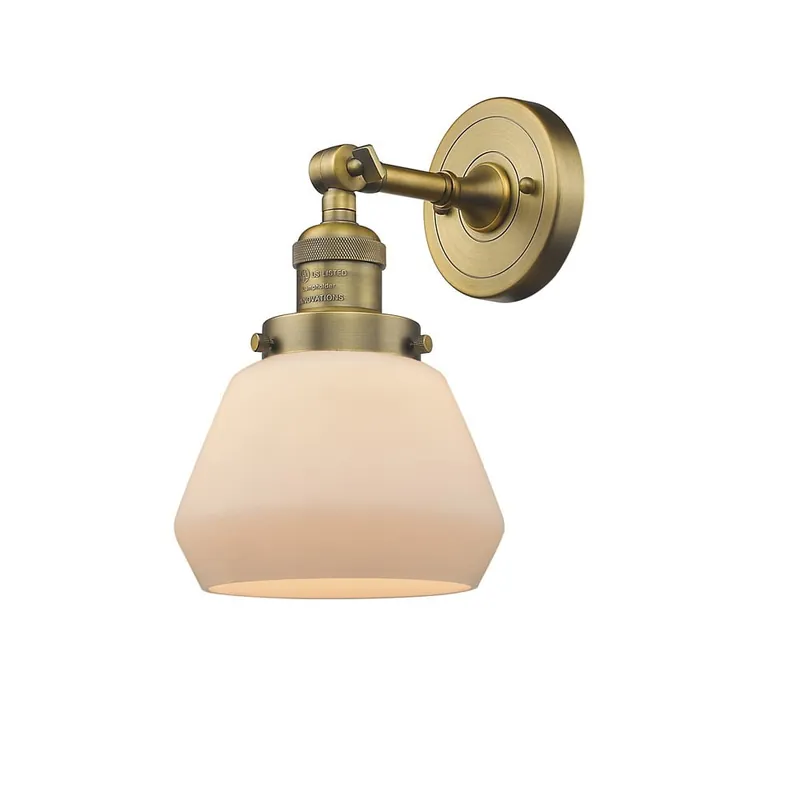 Worldwide Shipping Innovations Lighting 203-BB-G171 1-Light Wall Sconce 100-Watt Brushed Brass Fulton