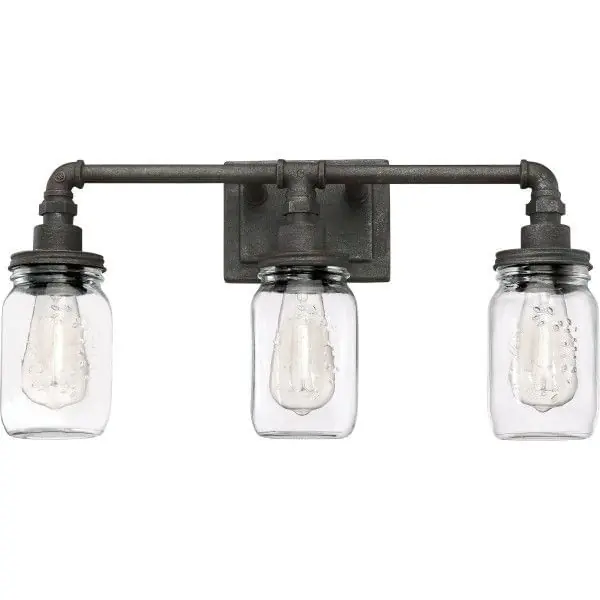 Worldwide Shipping Quoizel Lighting SQR8603RK Dimmable 3-Light Bath Light Fixture 300-Watt 120-Volt AC Rustic Black Squire