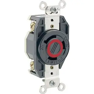 Crafted Leviton 2680 3-Wire 3-Pole Impact-Resistant Abuse-Resistant Single Locking Receptacle 480-Volt AC 30-Amp NEMA L12-30R Black V-O-Max