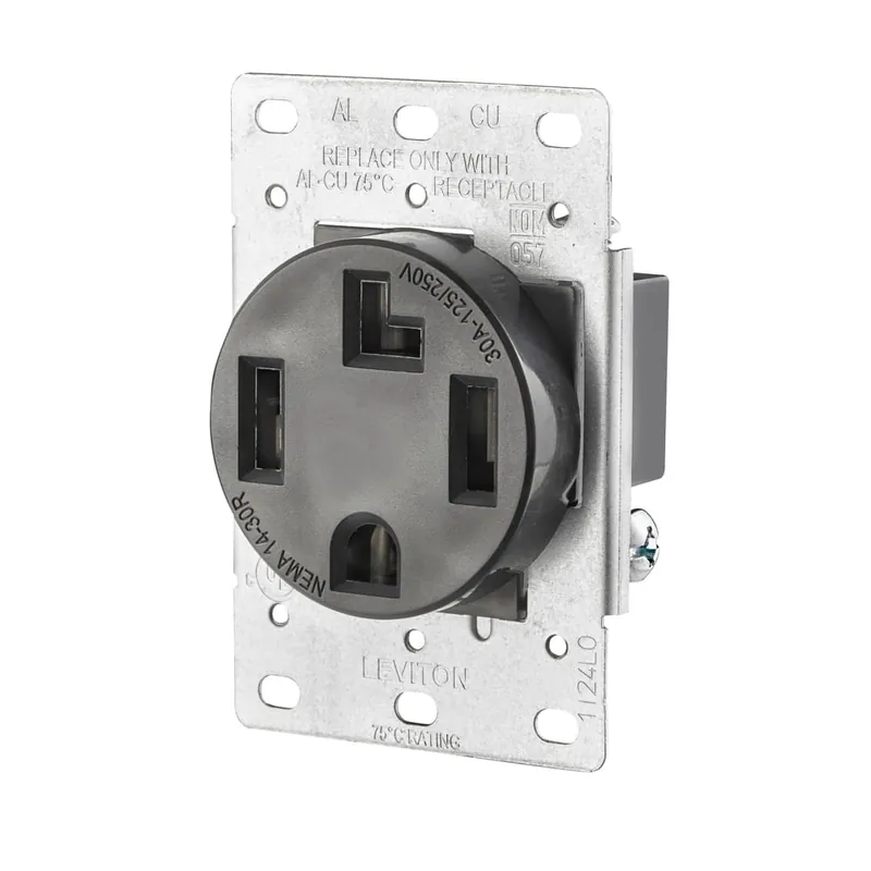 Leviton 278-S00 Industrial Grade Single Straight Blade Receptacle 30-Amp 125/250-Volt NEMA 14-30R Black Budget