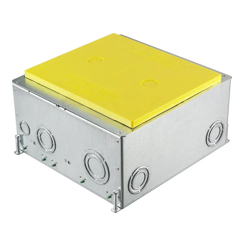Latest Hubbell-Wiring CFB10G55 Stamped Steel 10-Gang Standard Fully Adjustable Floor Box 10.96-Inch x 10.96-Inch x 5-1/2-Inch Minimum Pour 2-1/2-Inch Behi