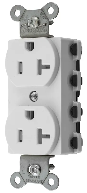 Free Returns Hubbell-Wiring SNAP5362WTRA 3-Wire 2-Pole Extra Heavy-Duty Tamper-Resistant Decorator Straight Blade Duplex Receptacle 20-Amp 125-Volt NEMA 5-20R W