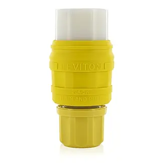Leviton 79W33-C 3-Wire 2-Pole Industrial Grade Straight Blade Connector 125-Volt 20-Amp Yellow Wetguard Low Price