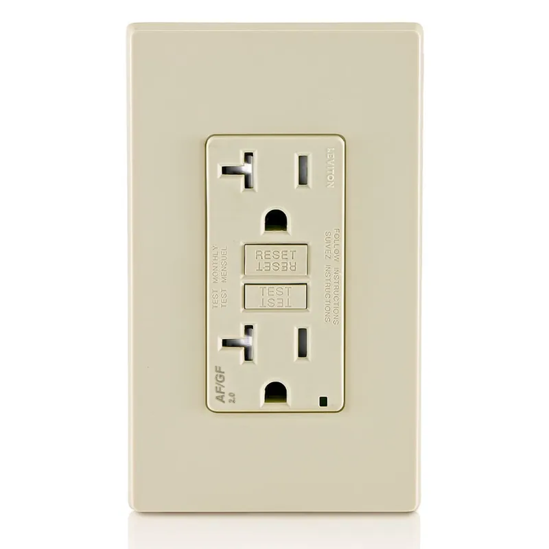 Wholesale Leviton AGTR2-T Tamper-Resistant Monochromatic Dual Function AFCI/GFCI Receptacle 20-Amp 125-Volt NEMA 5-20R Light Almond SmartlockPro
