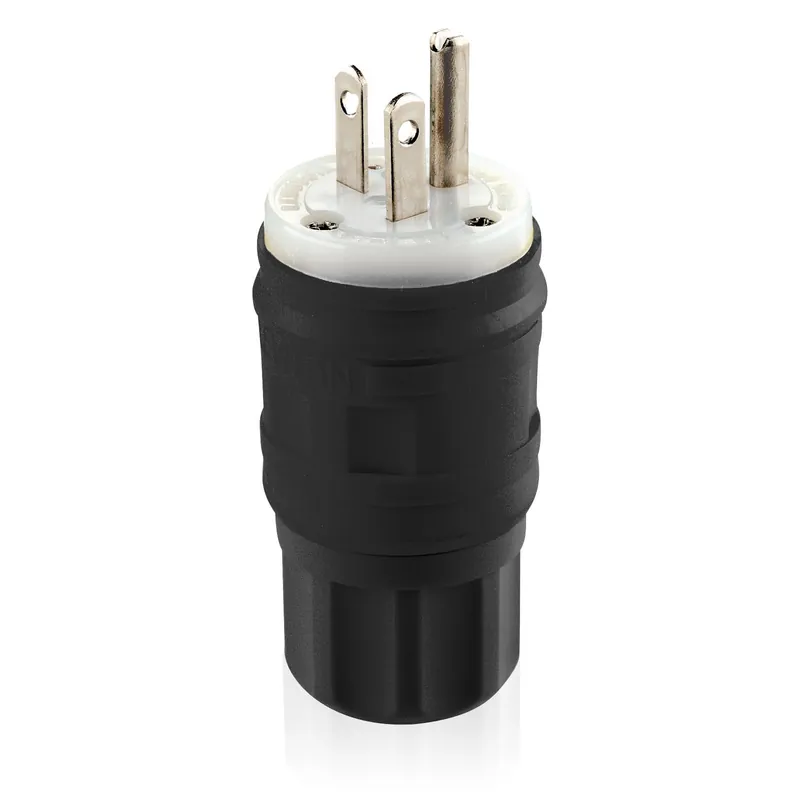 Trending Leviton 14W33-B 3-Wire 2-Pole Industrial Grade Straight Blade Plug 125-Volt AC 20-Amp NEMA 5-20P Black Wetguard