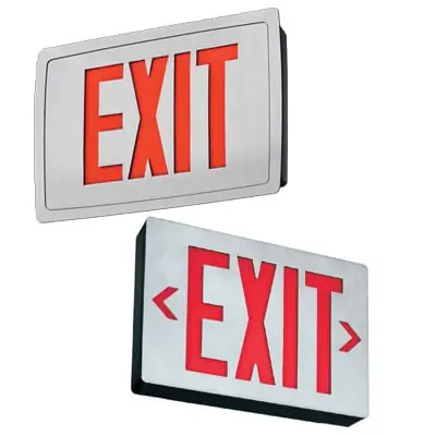 Affordable Lithonia Lighting LE-S-2-G-120/277-EL LED Exit Sign Matte Black/Brushed Aluminum Face Housing Green Letter 120/277-Volt AC Signature