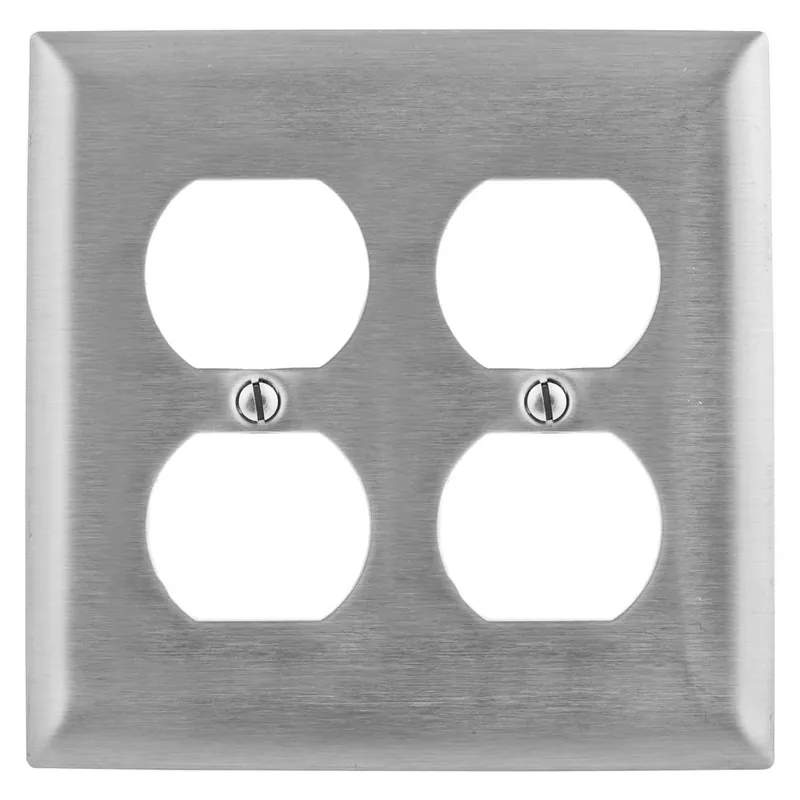 Hubbell-Wiring SS82L 430 Stainless Steel Screw Mount SS Series Standard Size 2-Gang Wallplate Silver Kellems Sale