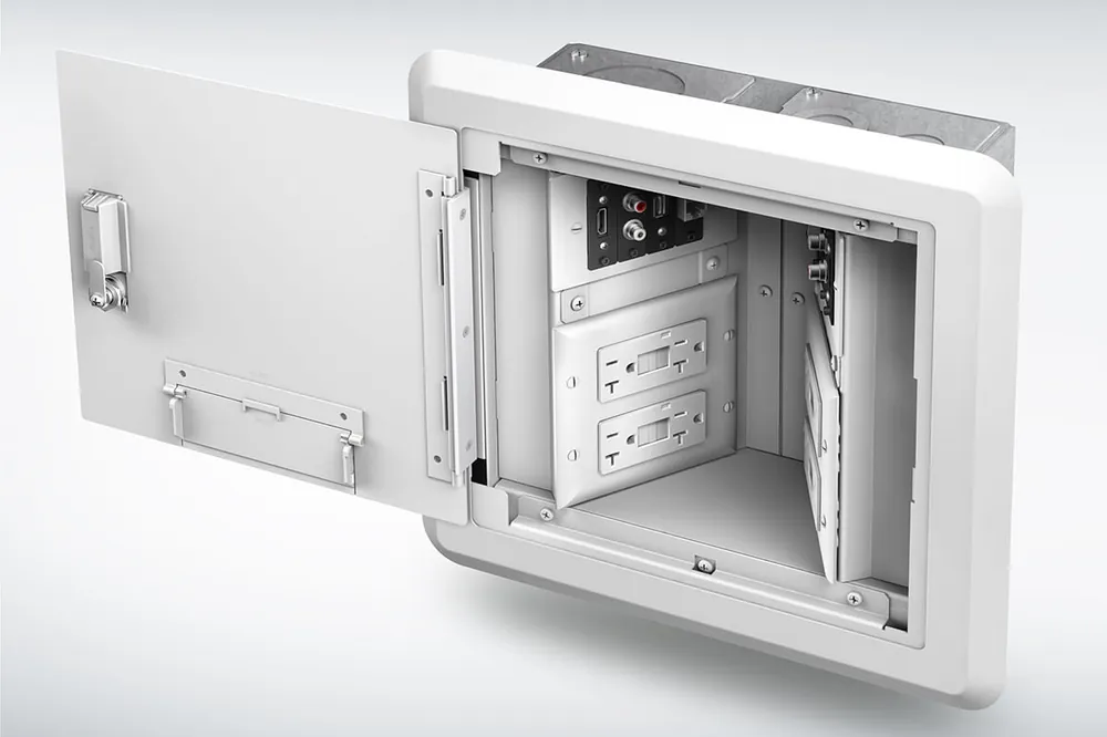Wiremold EHWB8-WH Stamped Steel Evolution Series Hinged Wall Box 10-7/8-Inch x 10-7/8-Inch x 3-7/8-Inch White Evolution In Demand