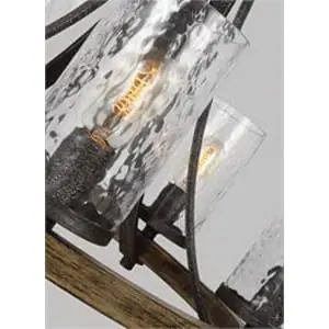 Murray Feiss F3133/5DWK/SGM 5-Light 2-Tier Chandelier 60-Watt 120-Volt Distressed Weathered Oak/Slate Gray Metal Angelo Trusted Brand