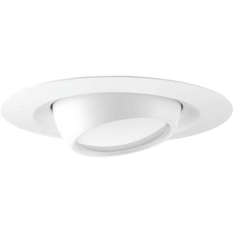Worldwide Shipping Progress Lighting P8076-28-30K Dimmable New Construction 6-Inch One-Light LED Remodel Recessed Eyeball Trim 90 CRI 3000K 752-Lumens Satin White