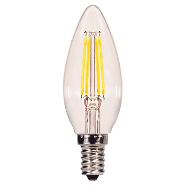 Professional Grade Satco S9922 Dimmable C11 LED Filament Lamp E12 Candelabra 3.5-Watt 350-Lumens Initial 80 CRI Warm White