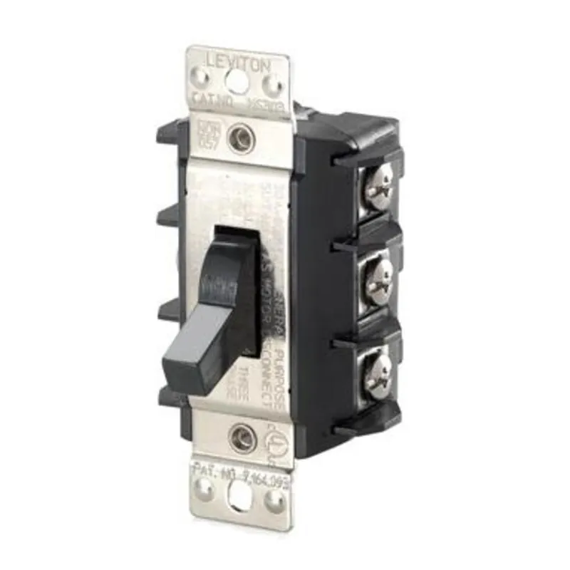 Free Delivery Manual Motor Switch, 30A, 600VAC, Short Toggle, 3P, Black