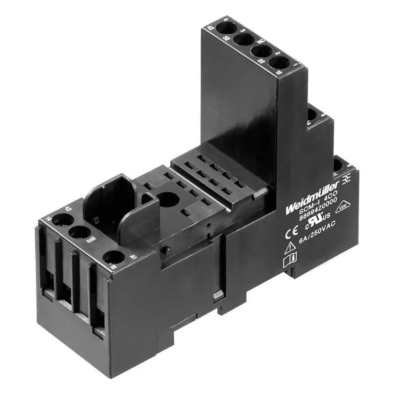 Place Order Relay, Socket, 14 Blade, 6A, 300VAC, DIN Rail Mount, Screw Clamp