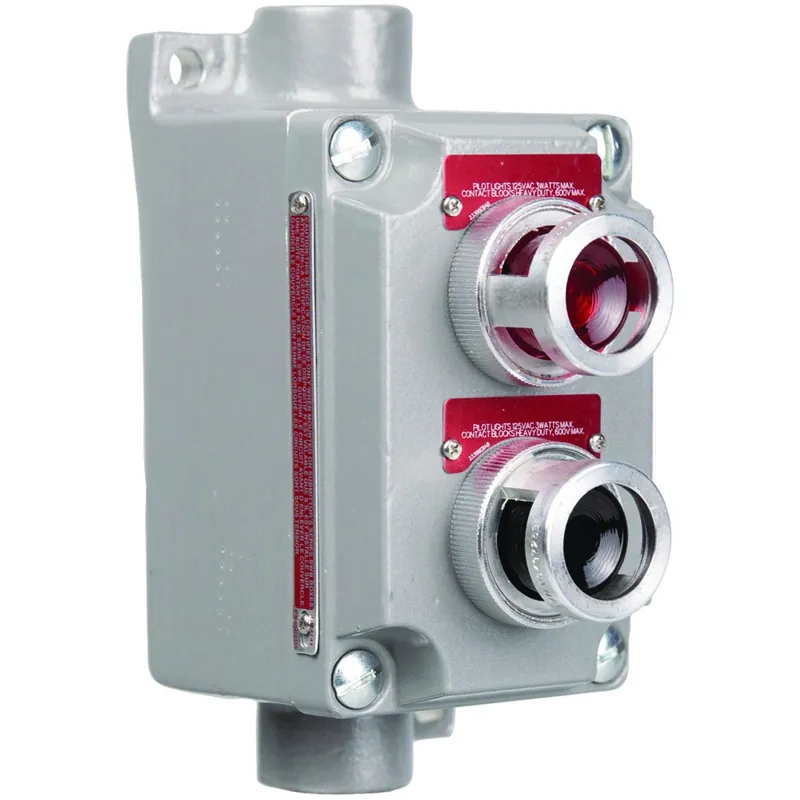Control Station, XCS, Feed-Thru, 120V Pilot Light, Red/Green Lens, Nameplates, Hub3/4" Hot Deal