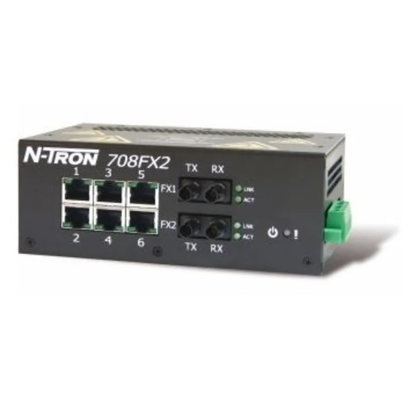Ethernet Switch, 8 Port, 10/100BaseTX, 100BaseFX, DIN Rail Mount Modern