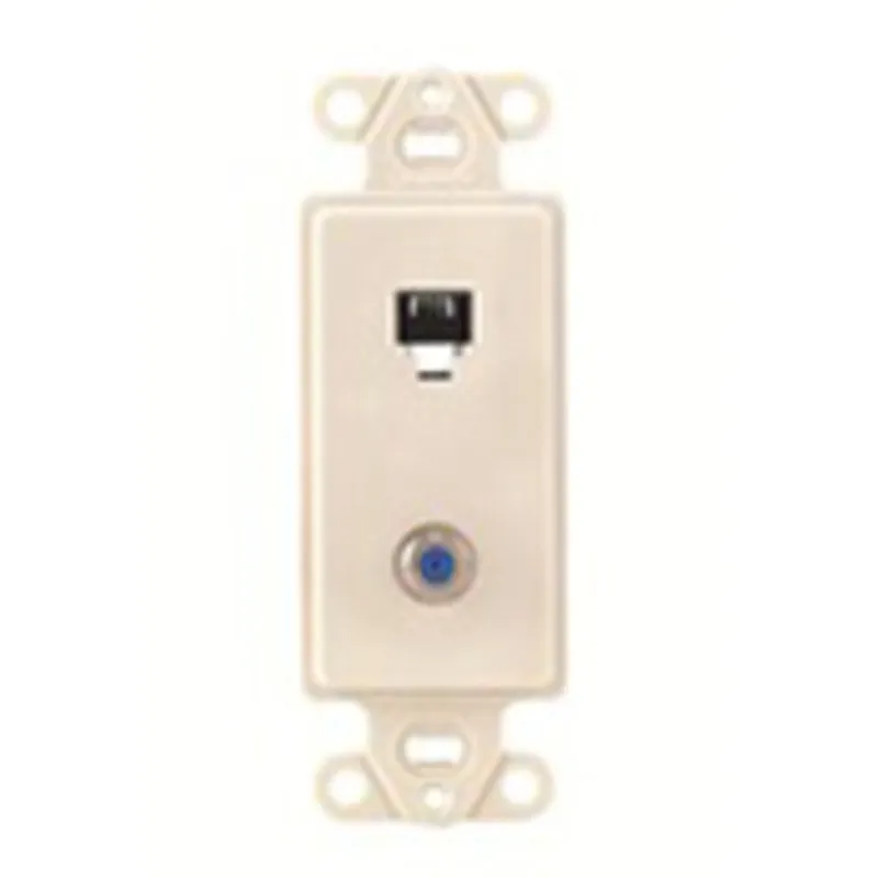 Original Wallplate Insert, 2-Port, Telephone/Video, 6P4C, F-Connector, Almond