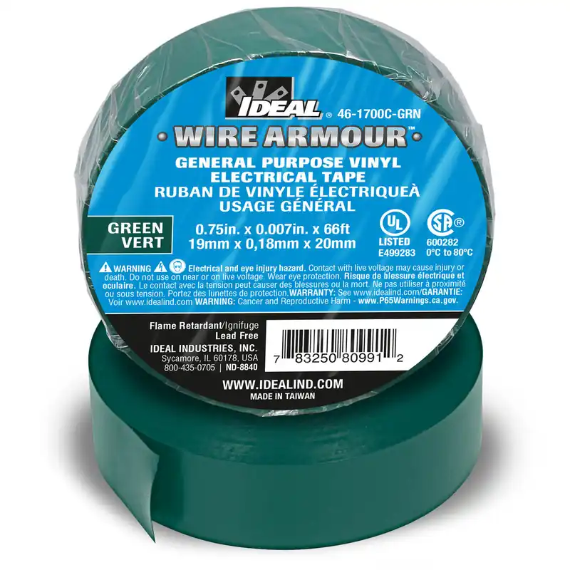 General Purpose Electrical Tape, Vinyl, 3/4" x 60', Green Big Sale
