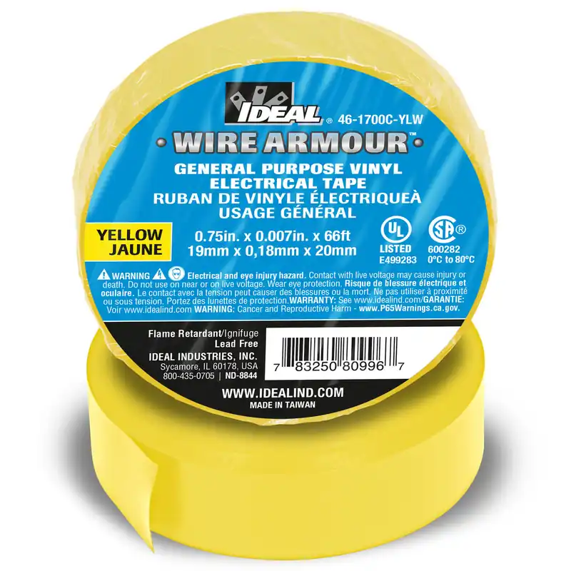 General Purpose Electrical Vinyl Tape, 3/4" x 66', Yellow Price Drop