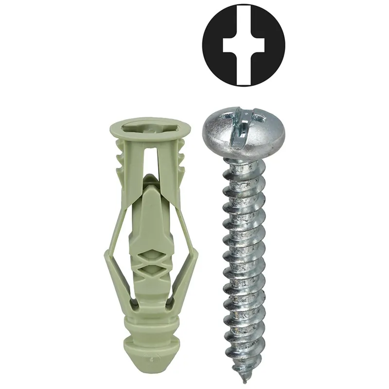 #12 Triple-Grip Anchor Kit, Phillips/Slotted, Green, 1-1/2" Top Pick