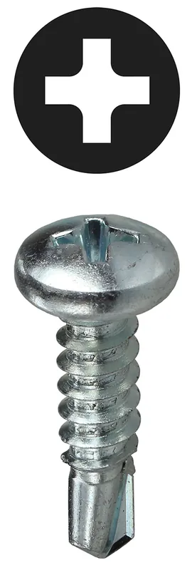 Bargain Self-Drilling Screw, Pan Head, Phillips, #10 x 2", Zinc Plated Steel