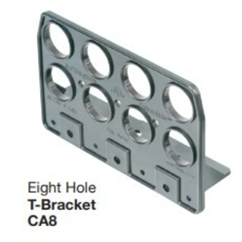 Cable Support T-Bracket, 8 Hole, Black Buy Direct