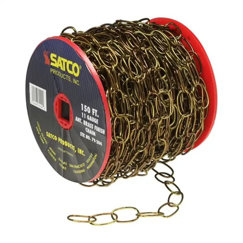 11 Gauge Chain, 150' Reel, Brass Brand New