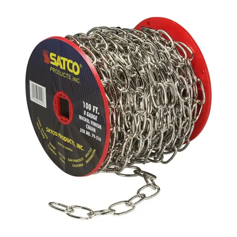 8 Gauge Chain, 100' Reel, Nickel One Day Deal