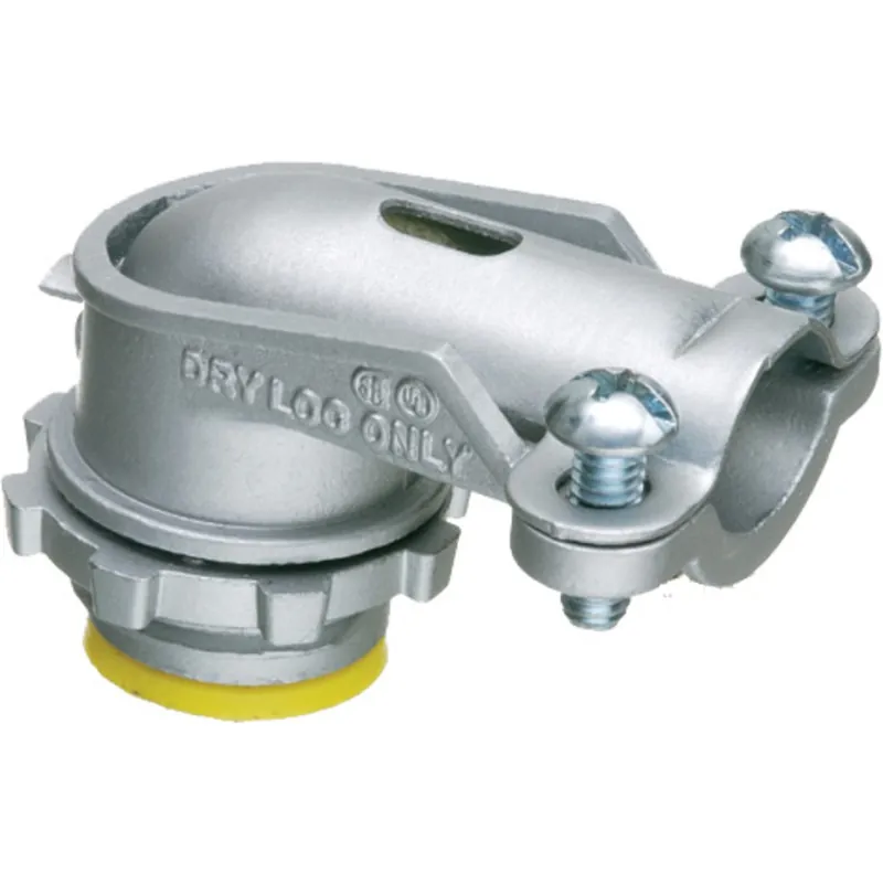 Next Day Delivery AC/Flex Connector, 1/2", 90°, 2-Screw Clamp, Zinc Die Cast