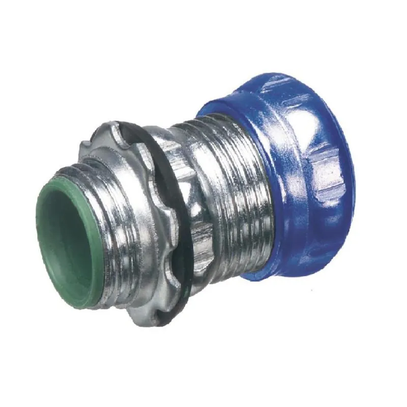 Free Returns EMT Compression Connector, 1-1/4", Insulated, Raintight/Concrete Tight, Steel